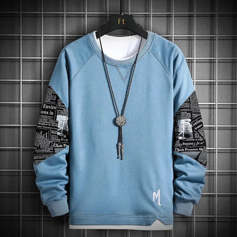 Men's Round Neck Youth Fashion All-match Long-sleeved T-shirt - Bellarte Enchanté Men's Round Neck Youth Fashion All-match Long-sleeved T-shirt